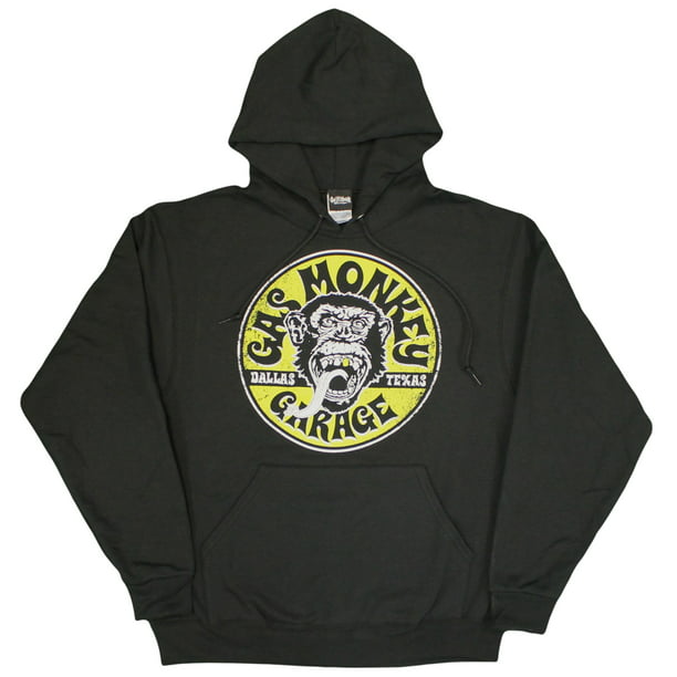 Gas Monkey Garage Zipped Hoodie Dallas Texas Monkey Logo Official Mens New Black